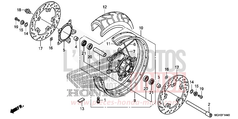 ROUE AVANT de VFR1200X "Crosstourer" DCT CANDY PROMINENCE RED (R342) 2012